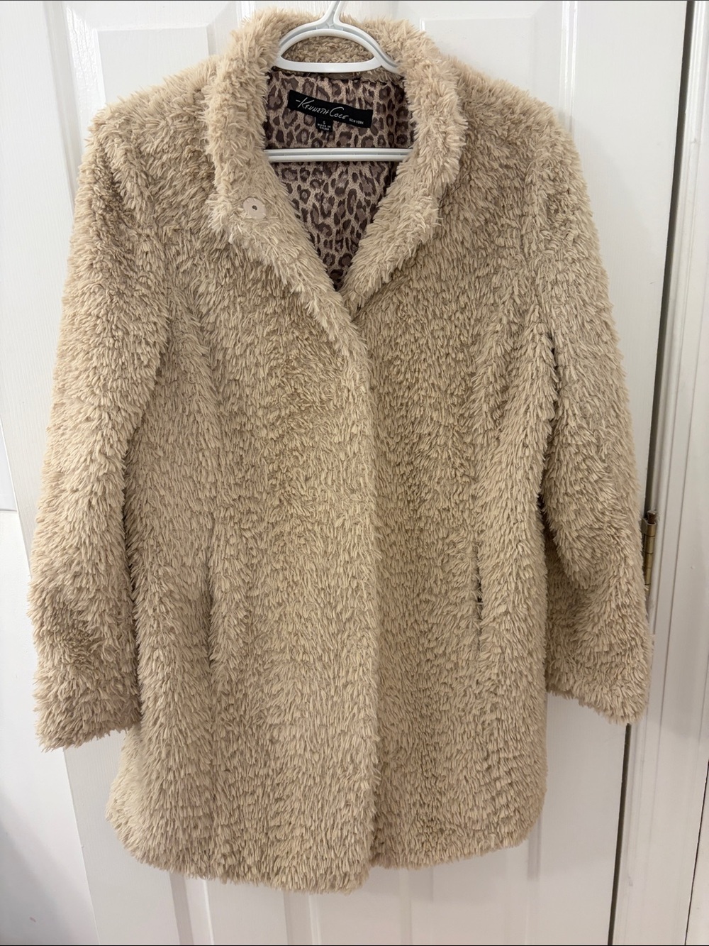 KENNETH COLE faux fur/teddy coat size small